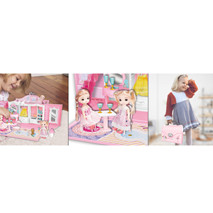 ست اسباب بازی خانه عروسکی 2 در 1 مدل کیف ویلایی 2in1 Portable Dollhouse Toy Playset with Carry Handle_اسباب بازی